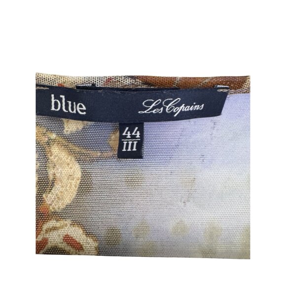 Blue Les Copains Women's Floral Orange Brown Sheer Sleeveless Tank Top S 44 US 8 - Picture 7 of 11